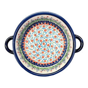 Polish Pottery Zaklady Small Round Casserole W/Handles (Lilac Garden) | Y1454A-DU155 Additional Image at PolishPotteryOutlet.com