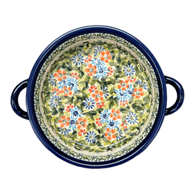 Polish Pottery Zaklady 7.5" Round Stew Dish (Floral Swallows) | Y1454A-DU182 Additional Image at PolishPotteryOutlet.com