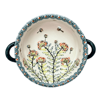 A picture of a Polish Pottery Zaklady 7.5" Round Stew Dish (Dandelions) | Y1454A-DU201 as shown at PolishPotteryOutlet.com/products/7-5-round-stew-dish-dandelions-y1454a-du201