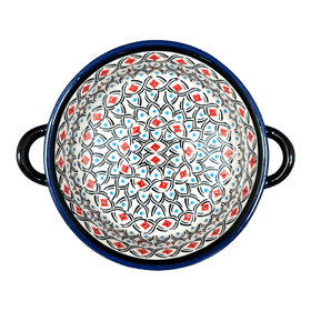 Polish Pottery Zaklady Small Round Casserole W/Handles (Beaded Turquoise) | Y1454A-DU203 Additional Image at PolishPotteryOutlet.com