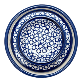 Polish Pottery Zaklady Butter Crock (Blue Mosaic Flower) | Y1512-A221A Additional Image at PolishPotteryOutlet.com