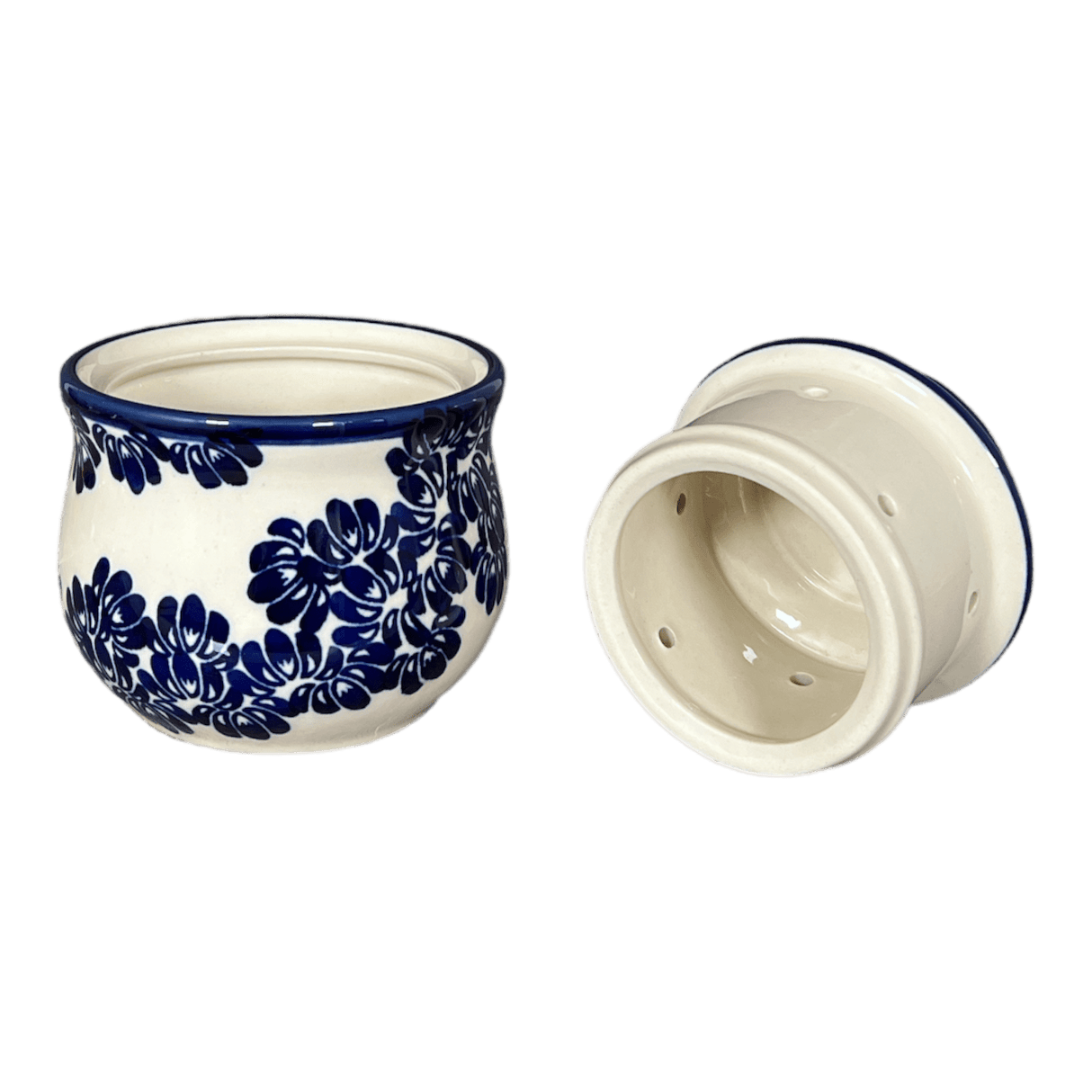 Butter Crock, 4.5" x 3.5" in "Blue Floral Vines" by Zaklady | Y1512-D1210A