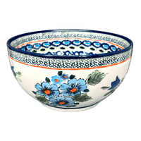 A picture of a Polish Pottery Zaklady Deep 6.25" Bowl (Julie's Garden) | Y1755A-ART165 as shown at PolishPotteryOutlet.com/products/zaklady-6-25-bowl-julies-garden-y1755a-art165