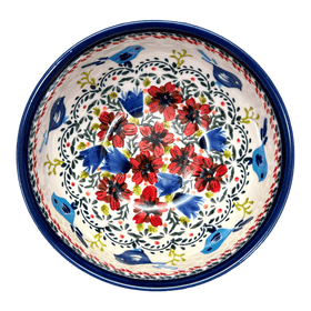Polish Pottery Zaklady Deep 6.25" Bowl (Circling Bluebirds) | Y1755A-ART214 Additional Image at PolishPotteryOutlet.com