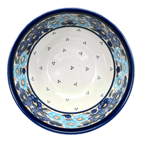 A picture of a Polish Pottery Zaklady Deep 6.25" Bowl (Garden Party Blues) | Y1755A-DU50 as shown at PolishPotteryOutlet.com/products/zaklady-6-25-bowl-garden-party-blues-y1755a-du50