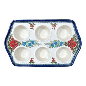 Polish Pottery Zaklady Muffin Pan (Floral Crescent) | Y1778-ART237 Additional Image at PolishPotteryOutlet.com