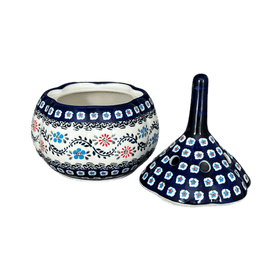 Polish Pottery 8.5" Large Garlic Keeper (Climbing Aster) | Y1835-A1145A Additional Image at PolishPotteryOutlet.com