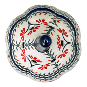 Polish Pottery Large Garlic Keeper (Scarlet Stitch) | Y1835-A1158A Additional Image at PolishPotteryOutlet.com