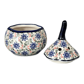 Polish Pottery Zaklady Large Garlic Keeper (Swirling Flowers) | Y1835-A1197A Additional Image at PolishPotteryOutlet.com