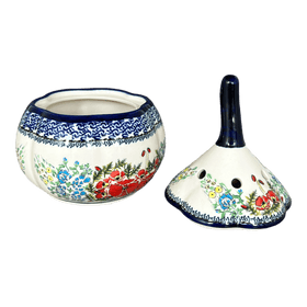 Polish Pottery Large Garlic Keeper (Floral Crescent) | Y1835-ART237 Additional Image at PolishPotteryOutlet.com