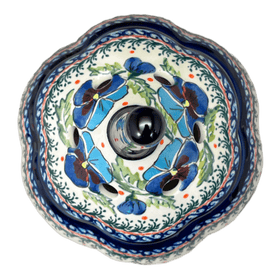 Polish Pottery Zaklady Large Garlic Keeper (Pansies in Bloom) | Y1835-ART277 Additional Image at PolishPotteryOutlet.com