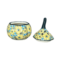A picture of a Polish Pottery Zaklady 8.5" Large Garlic Keeper (Sunny Meadow) | Y1835-ART332 as shown at PolishPotteryOutlet.com/products/8-5-large-garlic-keeper-sunny-meadow-y1835-art332