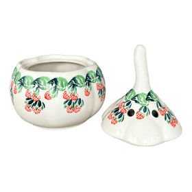 Polish Pottery Zaklady Large Garlic Keeper (Raspberry Delight) | Y1835-D1170 Additional Image at PolishPotteryOutlet.com