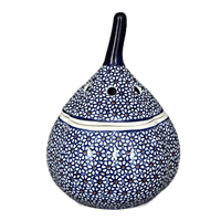 A picture of a Polish Pottery Zaklady Large Garlic Keeper (Ditsy Daisies) | Y1835-D120 as shown at PolishPotteryOutlet.com/products/8-5-large-garlic-keeper-ditsy-daisies-y1835-d120