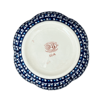A picture of a Polish Pottery Zaklady Large Garlic Keeper (Mosaic Blues) | Y1835-D910 as shown at PolishPotteryOutlet.com/products/8-5-large-garlic-keeper-mosaic-blues-y1835-d910