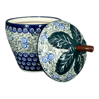 A picture of a Polish Pottery Zaklady Strawberry Canister (Spring Swirl) | Y1873-A1073A as shown at PolishPotteryOutlet.com/products/8-strawberry-canister-spring-swirl-y1873-a1073a