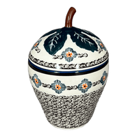 A picture of a Polish Pottery Zaklady 8" Strawberry Canister (Mesa Verde Midnight) | Y1873-A1159A as shown at PolishPotteryOutlet.com/products/8-strawberry-canister-mesa-verde-midnight-y1873-a1159a