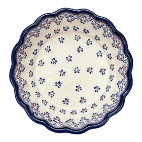 Polish Pottery Zaklady Scalloped 7" Bowl (Falling Blue Daisies) | Y1892A-A882A Additional Image at PolishPotteryOutlet.com