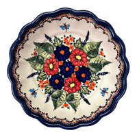 A picture of a Polish Pottery Zaklady Scalloped 7" Bowl (Butterfly Bouquet) | Y1892A-ART149 as shown at PolishPotteryOutlet.com/products/zaklady-scalloped-7-bowl-butterfly-bouquet-y1892a-art149