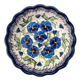 Polish Pottery Zaklady Scalloped 7" Bowl (Pansies in Bloom) | Y1892A-ART277 Additional Image at PolishPotteryOutlet.com