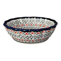 A picture of a Polish Pottery Zaklady Scalloped 7" Bowl (Beaded Turquoise) | Y1892A-DU203 as shown at PolishPotteryOutlet.com/products/zaklady-scalloped-7-bowl-beaded-turquoise-y1892a-du203