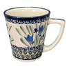 Polish Pottery Zaklady 14 oz. Tulip Mug (Blue Tulips) | Y1920-ART160 at PolishPotteryOutlet.com