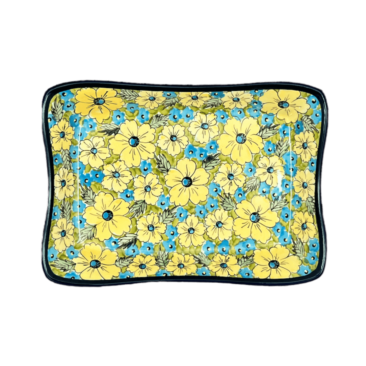 Serving Dish, Angular, 10" x 7" in "Sunny Meadow" by Zaklady | Y1935A-ART332
