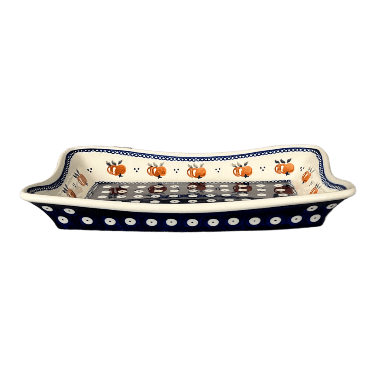 Serving Dish, Angular, 10" x 7" in "Persimmon Dot" by Zaklady | Y1935A-D479