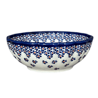 A picture of a Polish Pottery Zaklady 7" Blossom Bowl (Falling Blue Daisies) | Y1946A-A882A as shown at PolishPotteryOutlet.com/products/7-blossom-bowl-falling-blue-daisies-y1946a-a882a