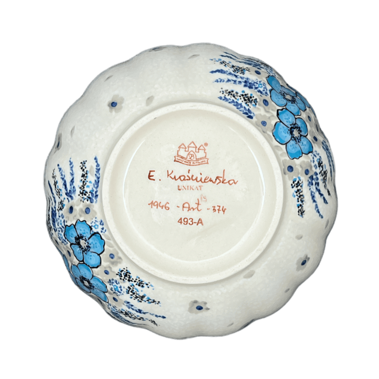 Bowl, Round, Blossom, 7" in "Something Blue" by Zaklady | Y1946A-ART374