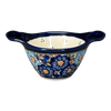 Polish Pottery Zaklady Small Bowl W/Handles (Garden Party Blues) | Y1971A-DU50 at PolishPotteryOutlet.com