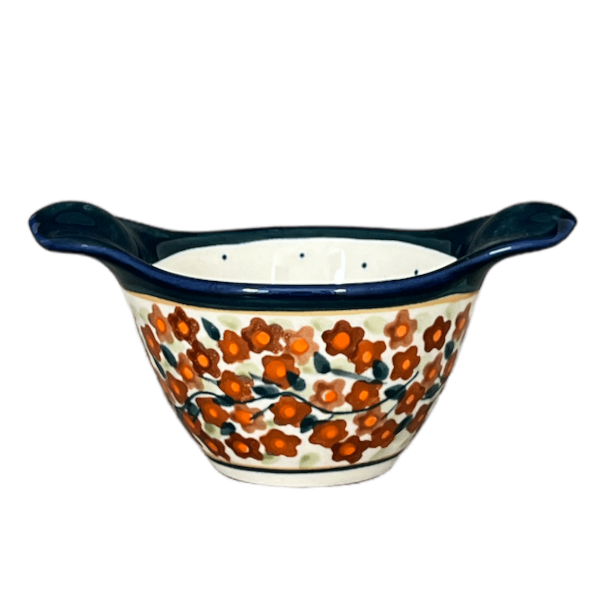 Bowl, Round, Handles, 3.5" Small in "Orange Wreath" by Zaklady | Y1971A-DU52