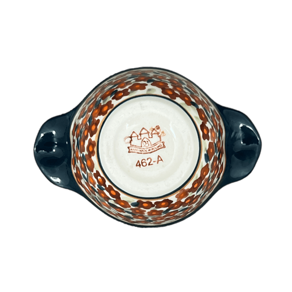 Bowl, Round, Handles, 3.5" Small in "Orange Wreath" by Zaklady | Y1971A-DU52