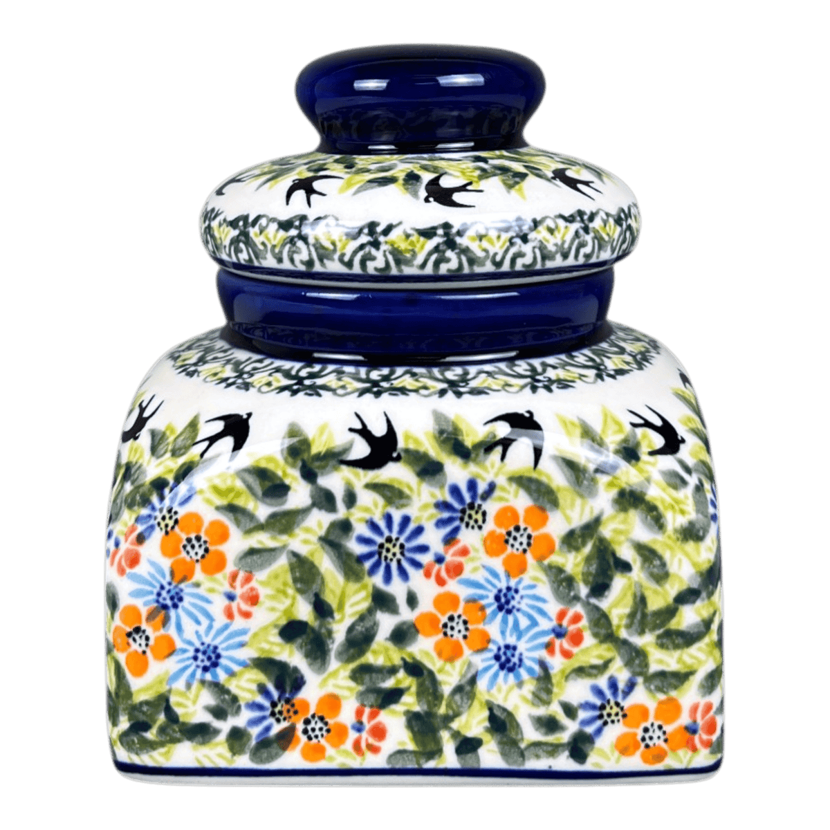 Canister, with Lid, 0.75 Liter in "Floral Swallows" by Zaklady | Y2001S-DU182