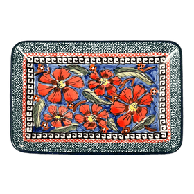 Polish Pottery Zaklady Small Sushi Tray (Exotic Reds) | Y2021-ART150 Additional Image at PolishPotteryOutlet.com