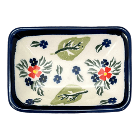 Polish Pottery Zaklady Tiny Rectangular Sauce Dish (Mountain Flower) | Y2024-A1109A Additional Image at PolishPotteryOutlet.com