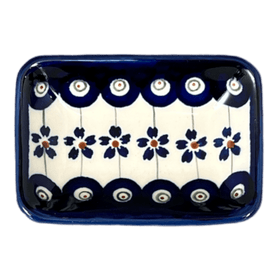 Polish Pottery Zaklady Tiny Rectangular Sauce Dish (Petite Floral Peacock) | Y2024-A166A Additional Image at PolishPotteryOutlet.com