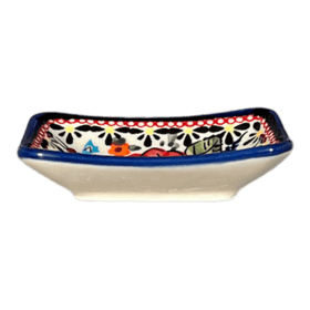 Polish Pottery Tiny Rectangular Sauce Dish (Butterfly Bouquet) | Y2024-ART149 Additional Image at PolishPotteryOutlet.com