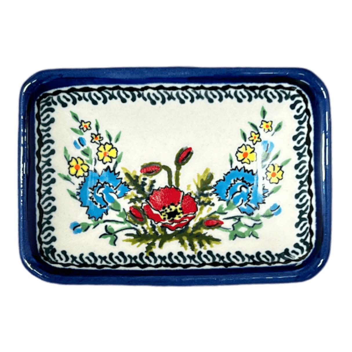 Sauce Dish, Rectangular, 3.75" x 2.75" Tiny in "Floral Crescent" by Zaklady | Y2024-ART237