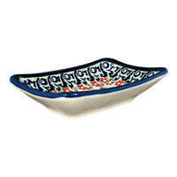A picture of a Polish Pottery Zaklady Tiny Rectangular Sauce Dish (Cosmic Cosmos) | Y2024-ART326 as shown at PolishPotteryOutlet.com/products/sauce-dish-cosmic-cosmos-y2024-art326