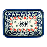 A picture of a Polish Pottery Zaklady Tiny Rectangular Sauce Dish (Cosmic Cosmos) | Y2024-ART326 as shown at PolishPotteryOutlet.com/products/sauce-dish-cosmic-cosmos-y2024-art326