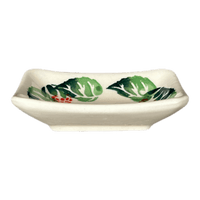 A picture of a Polish Pottery Tiny Rectangular Sauce Dish (Raspberry Delight) | Y2024-D1170 as shown at PolishPotteryOutlet.com/products/sauce-dish-raspberry-delight-y2024-d1170
