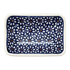 Polish Pottery Tiny Rectangular Sauce Dish (Ditsy Daisies) | Y2024-D120 Additional Image at PolishPotteryOutlet.com