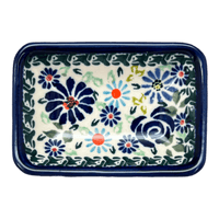 A picture of a Polish Pottery Tiny Rectangular Sauce Dish (Floral Explosion) | Y2024-DU126 as shown at PolishPotteryOutlet.com/products/3-75-x-2-75-tiny-rectangular-sauce-dish-du126-y2024-du126