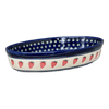 Polish Pottery Zaklady 11" x 7.5" Oval Baker (Strawberry Dot) | Y349A-A310A at PolishPotteryOutlet.com