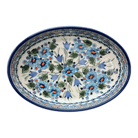 A picture of a Polish Pottery Zaklady 11" x 7.5" Oval Baker (Julie's Garden) | Y349A-ART165 as shown at PolishPotteryOutlet.com/products/11-x-7-5-oval-baker-julies-garden-y349a-art165
