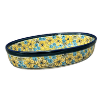 A picture of a Polish Pottery Zaklady 11" x 7.5" Oval Baker (Sunny Meadow) | Y349A-ART332 as shown at PolishPotteryOutlet.com/products/11-x-7-5-oval-baker-sunny-meadow-y349a-art332