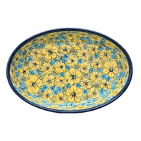 A picture of a Polish Pottery Zaklady 11" x 7.5" Oval Baker (Sunny Meadow) | Y349A-ART332 as shown at PolishPotteryOutlet.com/products/11-x-7-5-oval-baker-sunny-meadow-y349a-art332