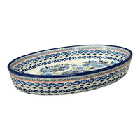 A picture of a Polish Pottery Zaklady 12.25" Oval Baker (Julie's Garden) | Y350A-ART165 as shown at PolishPotteryOutlet.com/products/12-25-oval-baker-julies-garden-y350a-art165