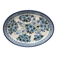 A picture of a Polish Pottery Zaklady 12.25" Oval Baker (Julie's Garden) | Y350A-ART165 as shown at PolishPotteryOutlet.com/products/12-25-oval-baker-julies-garden-y350a-art165